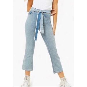ASOS Emory Park High Rise Flared Crop Blue Jeans